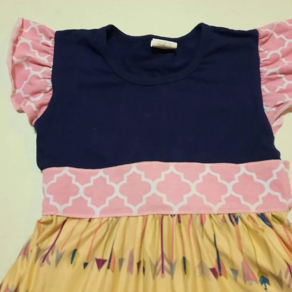 Boutique Girls Mixed Print Arrow Dress 4T